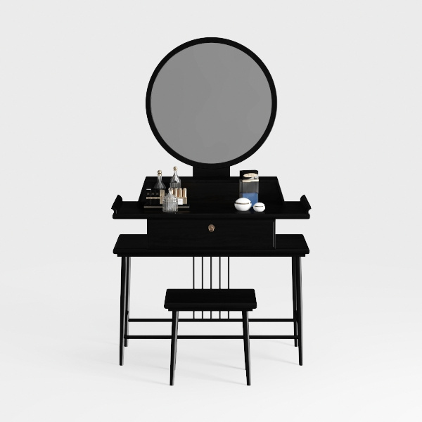 Rotihom Small Black Desk with 2 Drawers, Modern Wr