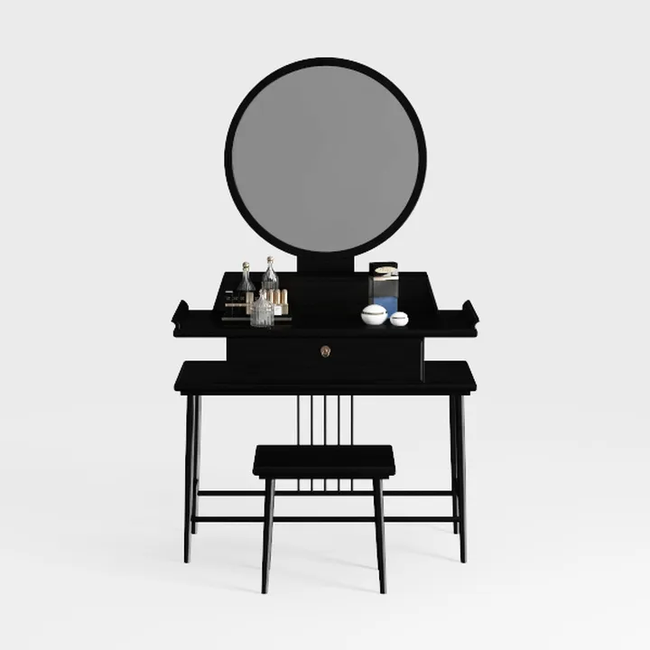 Rotihom Small Black Desk with 2 Drawers, Modern Wr