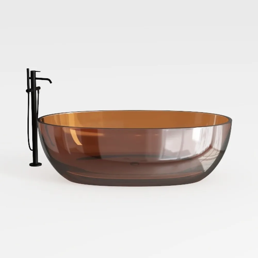 69'' Resin Soaking Bathtub Transparent Oval