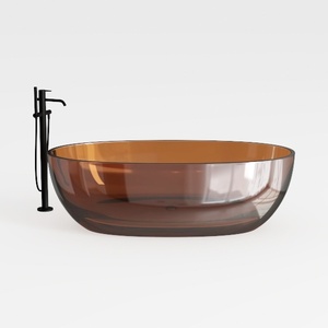 69'' Resin Soaking Bathtub Transparent Oval