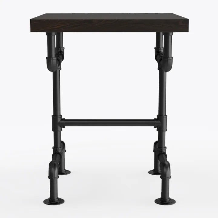 Industrial Metal Solid Wood Side Table 3D Model