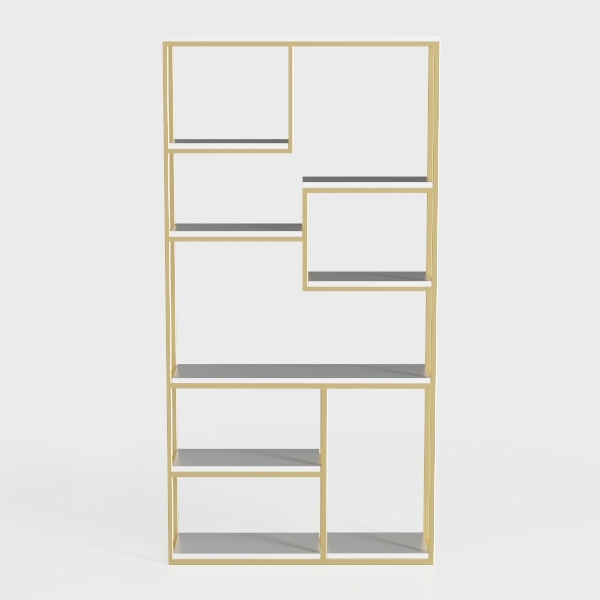 Tribesigns Bookshelf Bookcase, Gold 8-Open Shelf