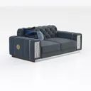 Modern Tufted Blue Fabric Loveseat Sofa with Decorative Arm Accents 3D Model Right 45 Degree View