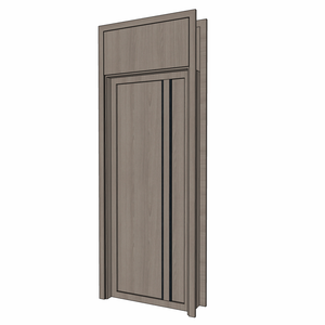 Minimalist Solid Wood Interior Door with Black Accent Trim 3D Model