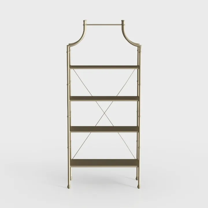 Contemporary Metal Wood Open Bookshelf Storage Rack 3D Model