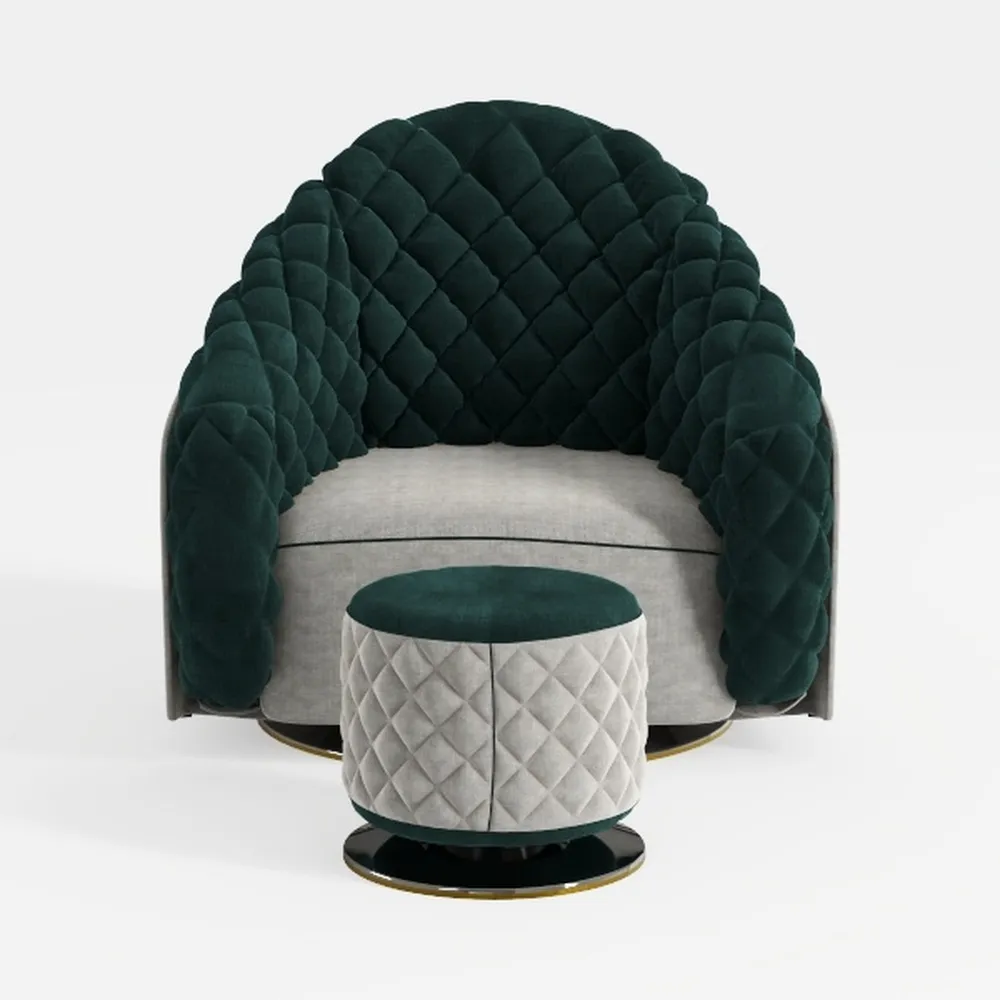 Mid-Century Velvet Swivel Accent Chair Set with