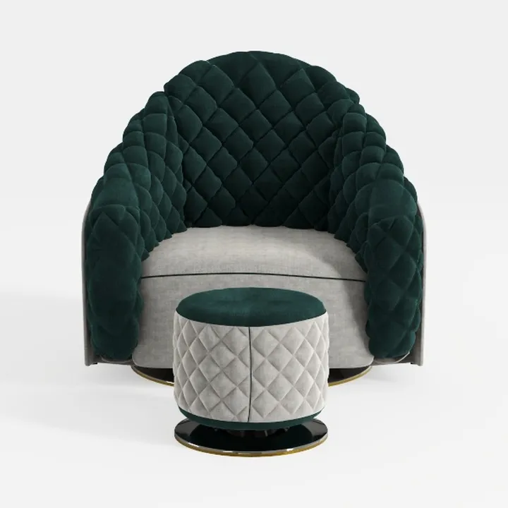 Mid-Century Velvet Swivel Accent Chair Set with