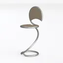 Modern Minimalist Metal Fabric Bar Stool 3D Model Left 45 Degree View