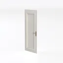 Minimalist White Wooden Interior Door with Brass Hardware 3D Model Left 45 Degree View