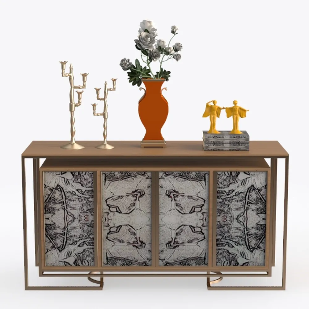 HomVent 4-Door Hollow Carved Accent Cabinet