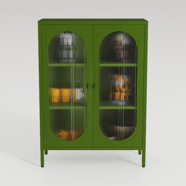 Yellow Metal Storage Cabinet with Mesh Doors