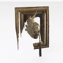Vintage Brass Decorative Mask Picture Frame Wall Art 3D Model Right 45 Degree View