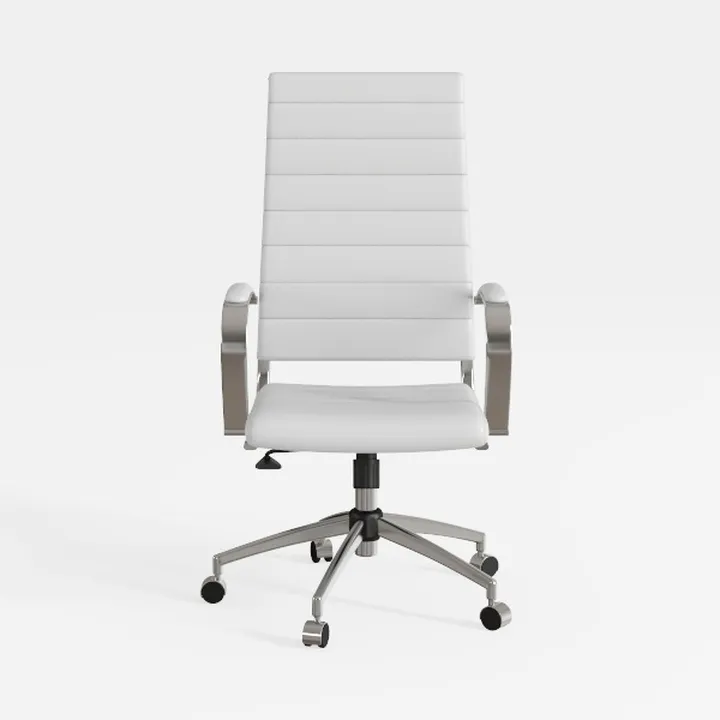 Modern White Leather Metal High Back Office Chair 3D Model