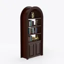 Kitchen Pantry Cabinet, Arched Bookshelf Bookcase  Right 45 Degree View