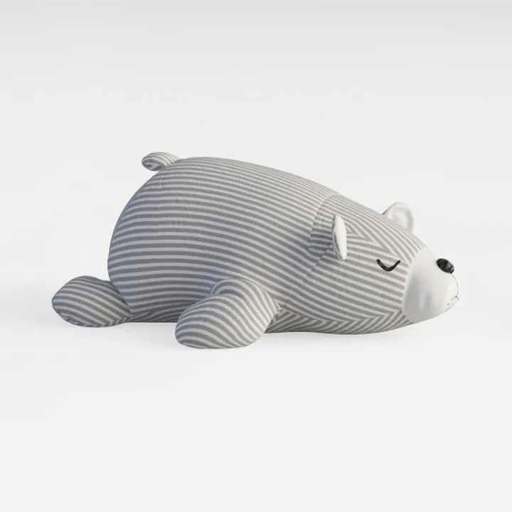 Striped Fabric Stuffed Bear Plush Toy 3D Model
