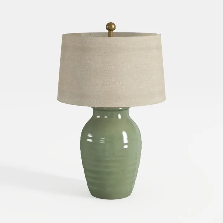 20" Modern Green Ceramic Table Lamp Set of 2 for