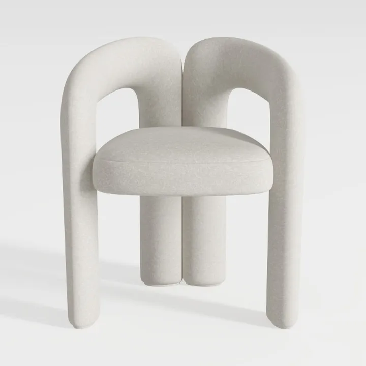 VESCASA Linen Barrel Dining Chair with Open-Back