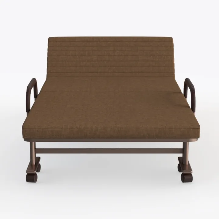 Minimalist Brown Fabric Rolling Folding Guest Bed 3D Model