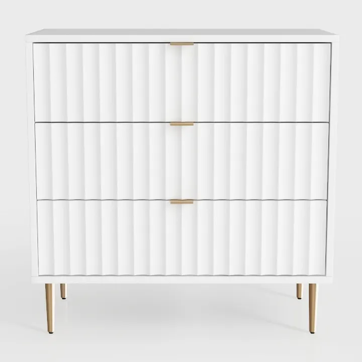 Fluted Dresser for Bedroom,3 Drawer Dresser for
