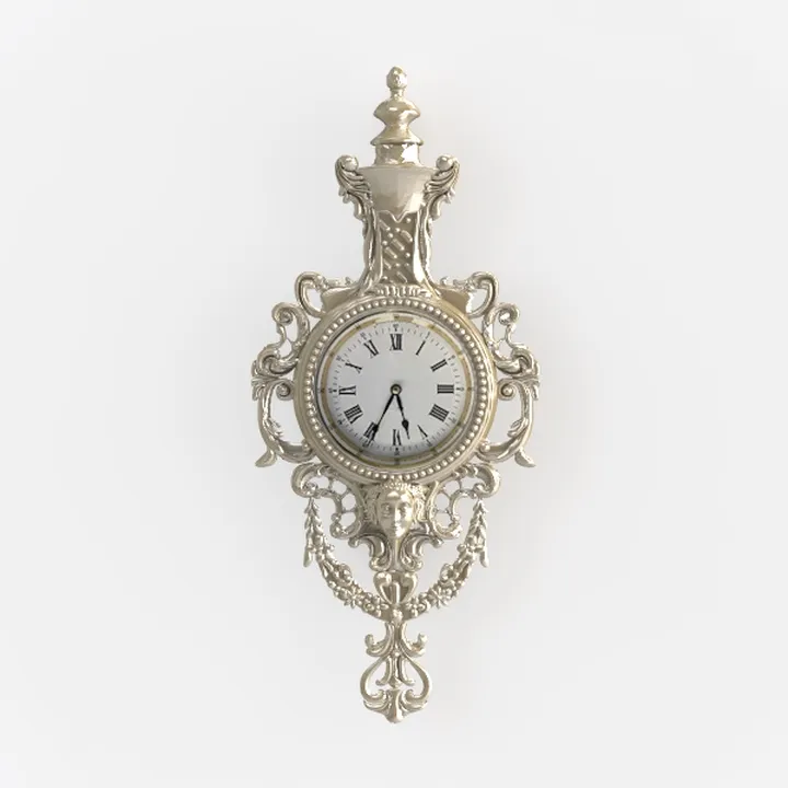 Vintage Ornate Metal Wall Clock 3D Model