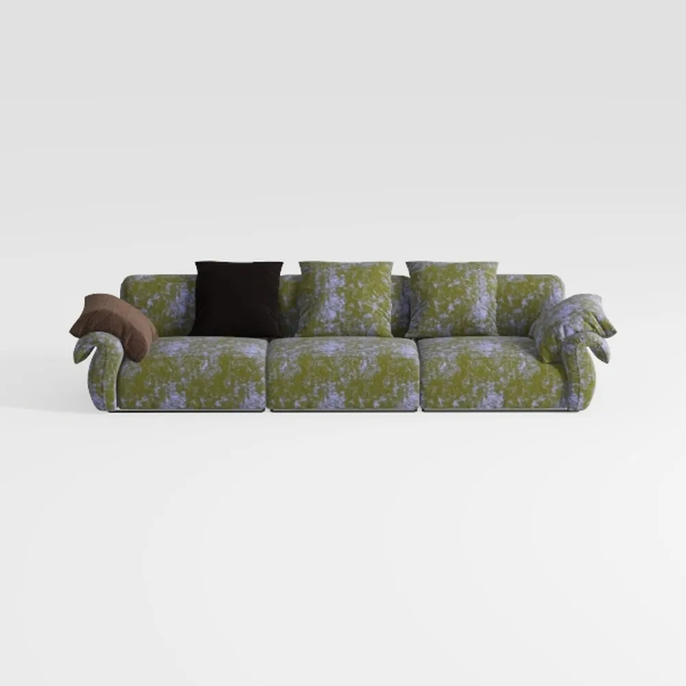 Full Compression Green L-Shaped Sectional Sofa wit
