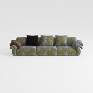 Full Compression Green L-Shaped Sectional Sofa wit