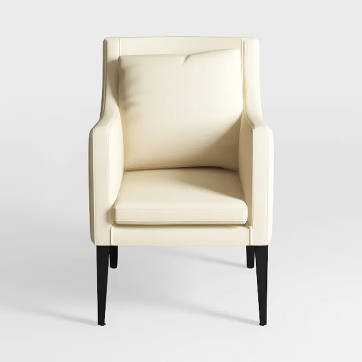Minimalist Cream Fabric Armchair with Black Wood Legs 3D Model