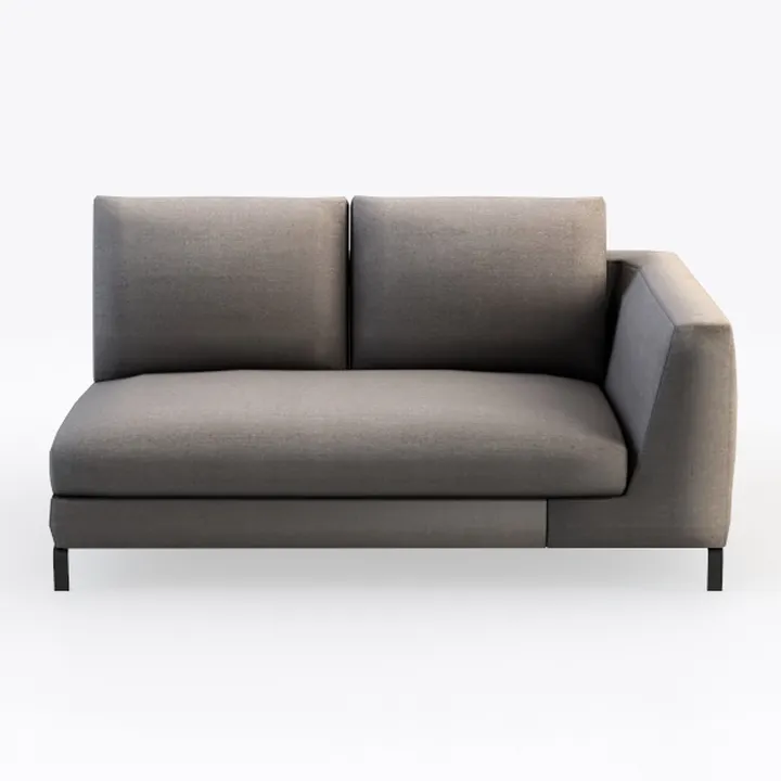 Minimalist Fabric Right Arm 2 Seat Sofa Chaise Lounge 3D Model