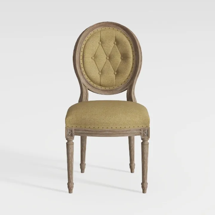 Transitional Rustic Oak and Beige Side Chairs
