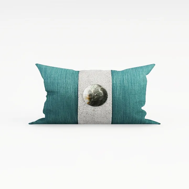 Teal Linen Two Tone Decorative Throw Pillow 3D Model
