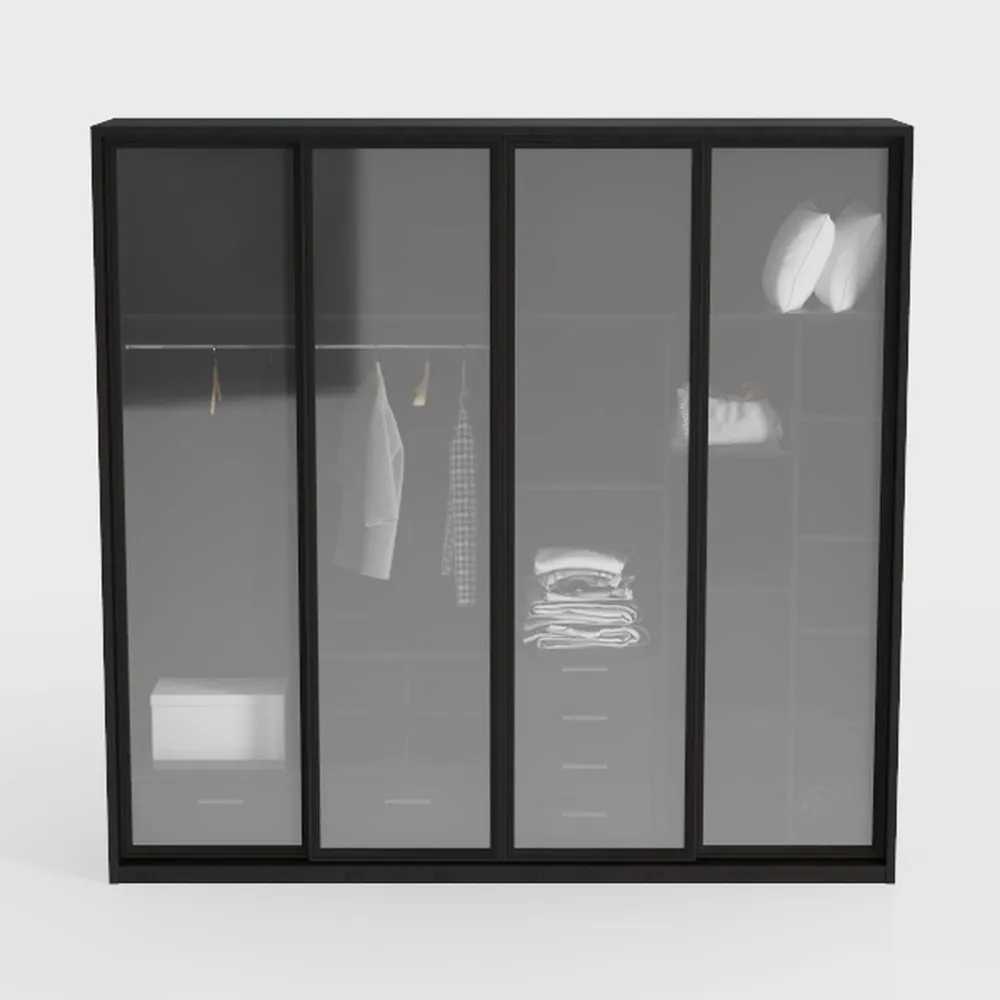 Door55 4 Panel Glass Sliding Closet Door with