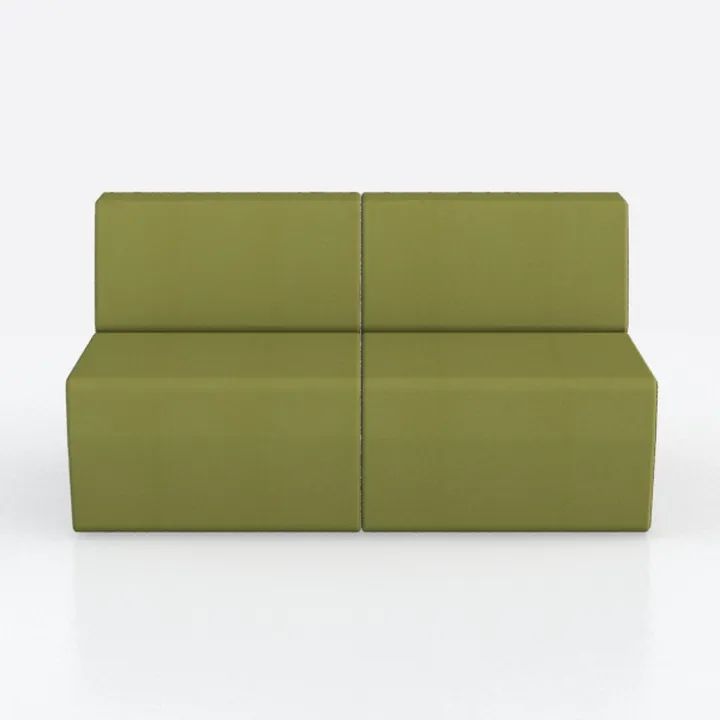 Minimalist Olive Fabric Modular Loveseat 3D Model