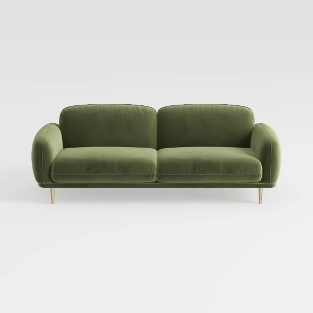 Loveseat Sofa, 70" Army Green Velvet Couch Small C