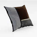 Modern Mixed Material Houndstooth Velvet Throw Pillow 3D Model Right 45 Degree View