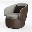 Modern Two Tone Fabric Leather Swivel Armchair 3D Model Left 45 Degree View