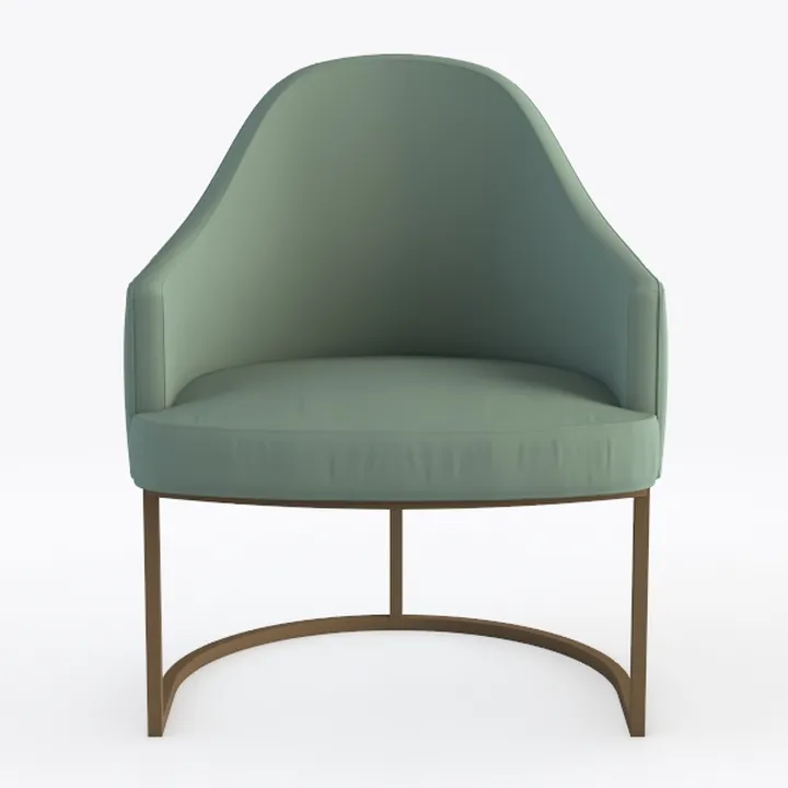 Modern Sage Green Fabric Upholstered Metal Frame Armchair 3D Model