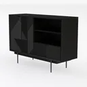 47" Fluted Buffet Cabinet with Tambour Sliding Left 45 Degree View