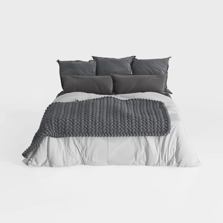 LSIGHTUS Grey Modern Queen Size Platform Bed, Leat