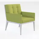 Modern Minimalist Green Fabric Tufted Armchair 3D Model Right 45 Degree View
