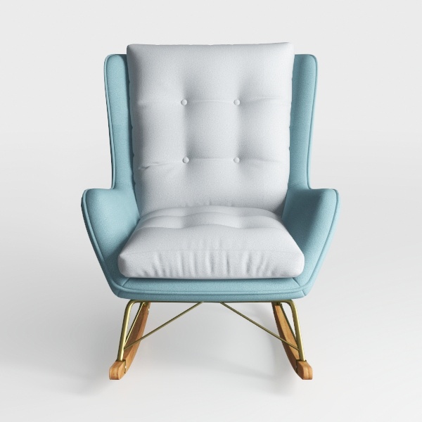 Modern Upholstered Rocking Chair with Ottoman, Com