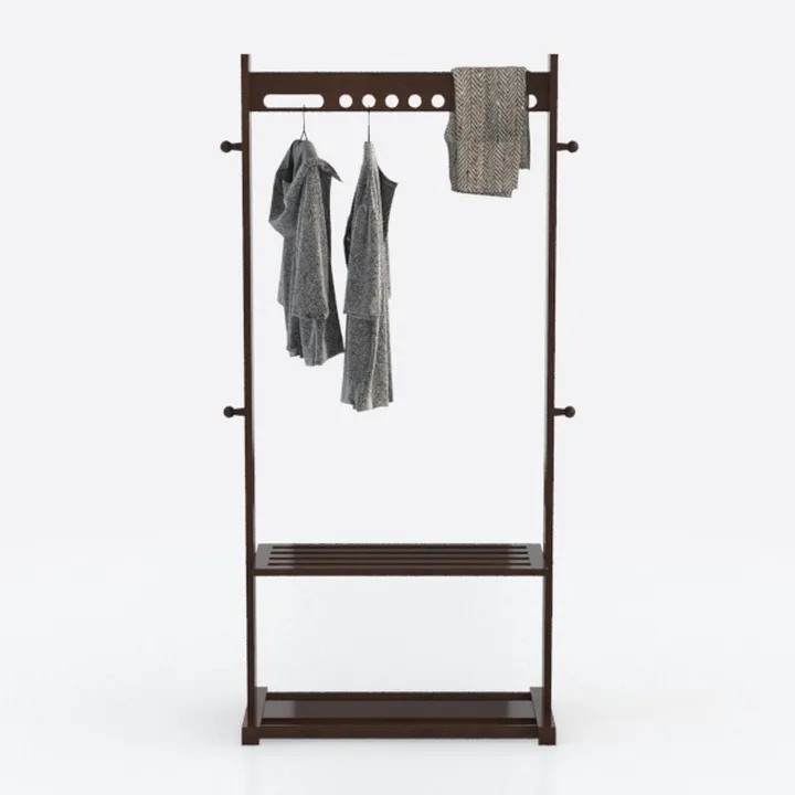 Hall Tree, Coat Rack with Shoe Storage, Wooden