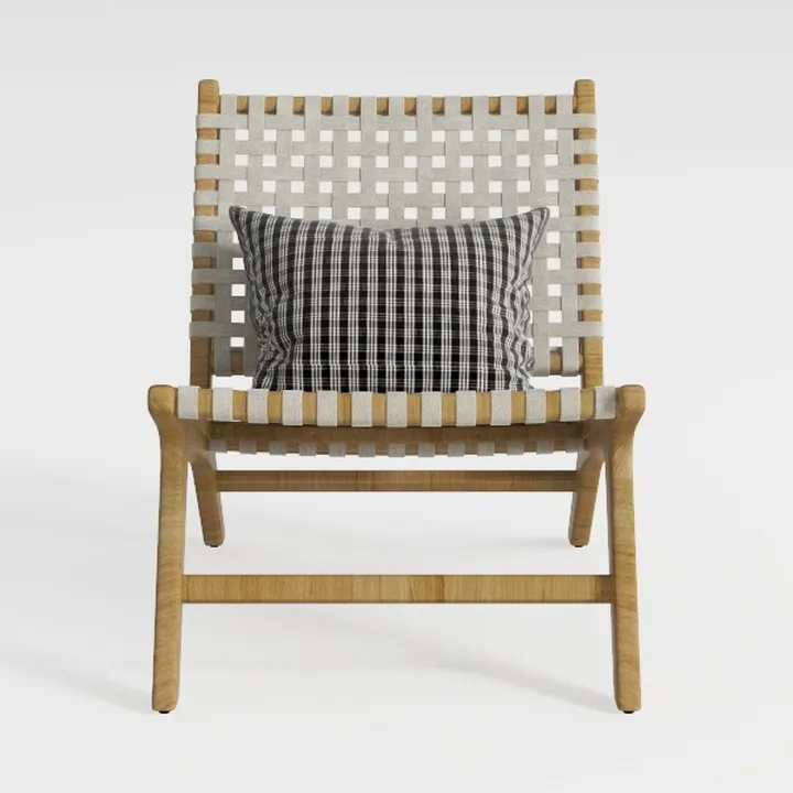 Minimalist Solid Wood Fabric Woven Accent Chair 3D Model