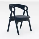 Modern Navy Blue Velvet Upholstered Solid Wood Armchair 3D Model Right 45 Degree View