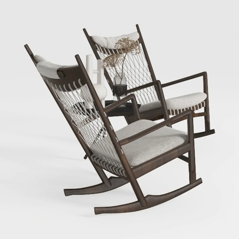 Outdoor Wicker Rocking Chair with Wide Seat, Thick