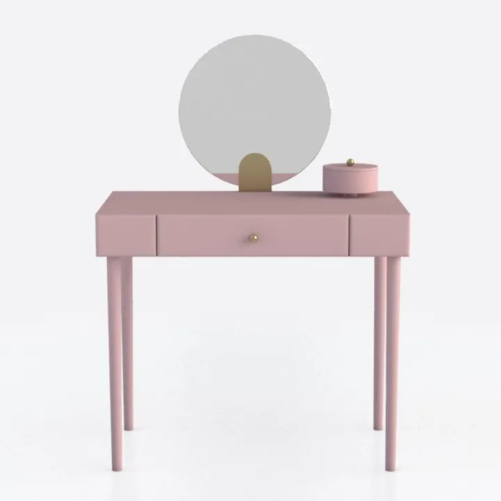 Kid Vanity Table Stool Set with Adjustable Mirror 