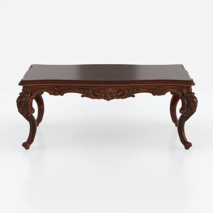 Vintage Carved Solid Wood Coffee Table Ornate Traditional Design 3D Model