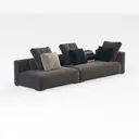 Modern Minimalist Fabric L Shape Sectional Sofa 3D Model Right 45 Degree View