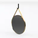 Minimalist Brass Round Hanging Wall Mirror 3D Model Left 45 Degree View