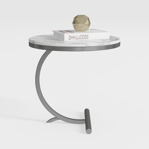 O&K FURNITURE Round End Table with Tempered Glass