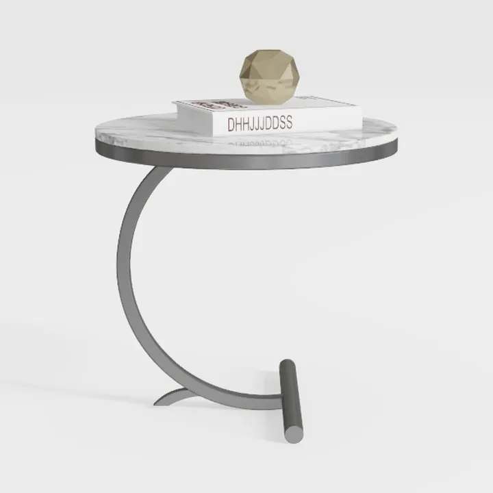 O&K FURNITURE Round End Table with Tempered Glass